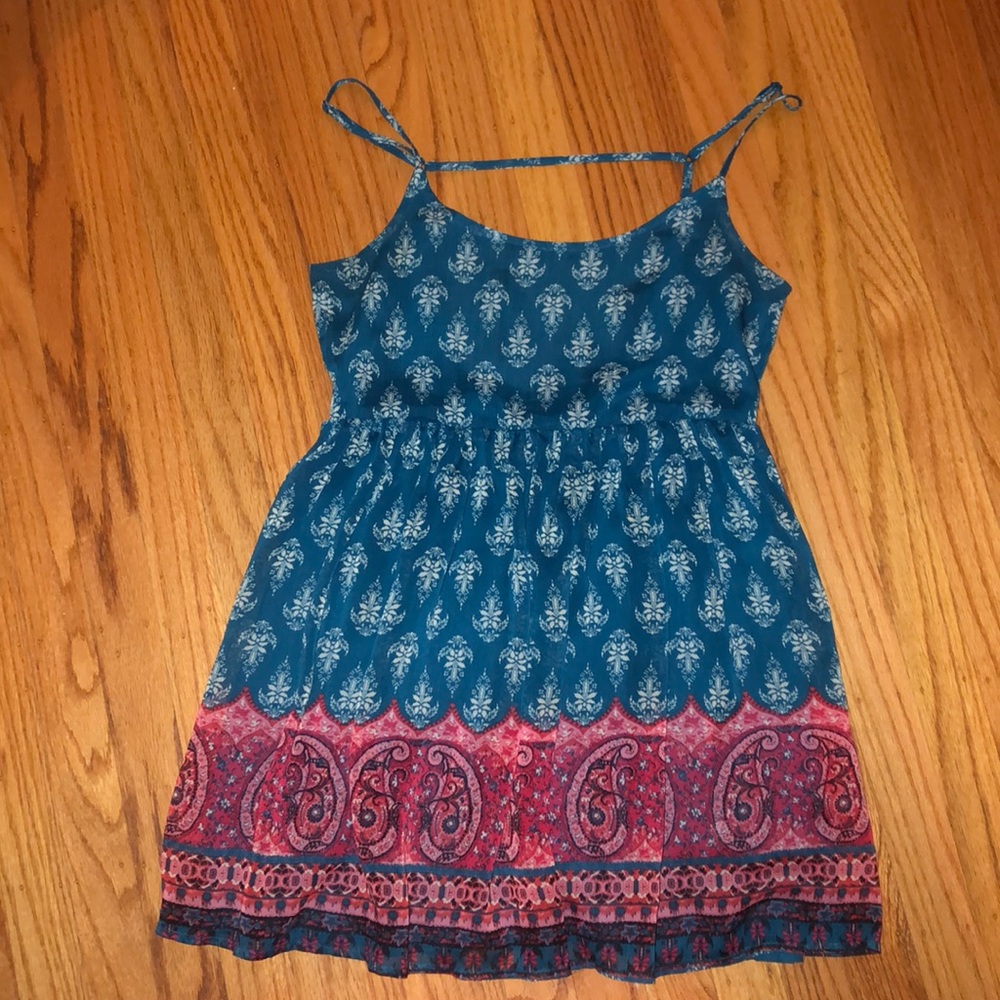 Teal and red Full Tilt Skater Dress